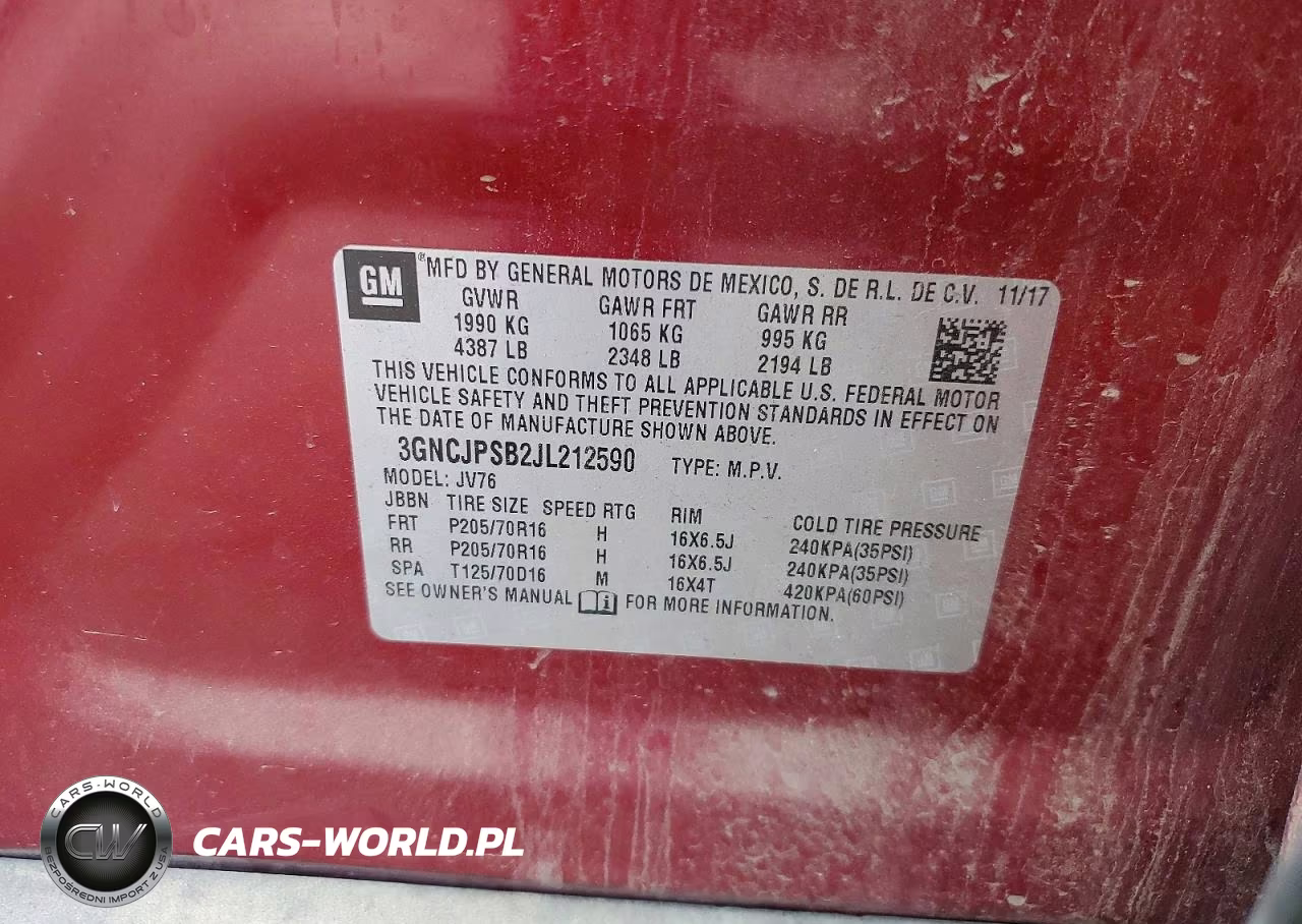 2018 Chevrolet Trax 1Lt VIN:3GNCJPSB2JL212590 - 13