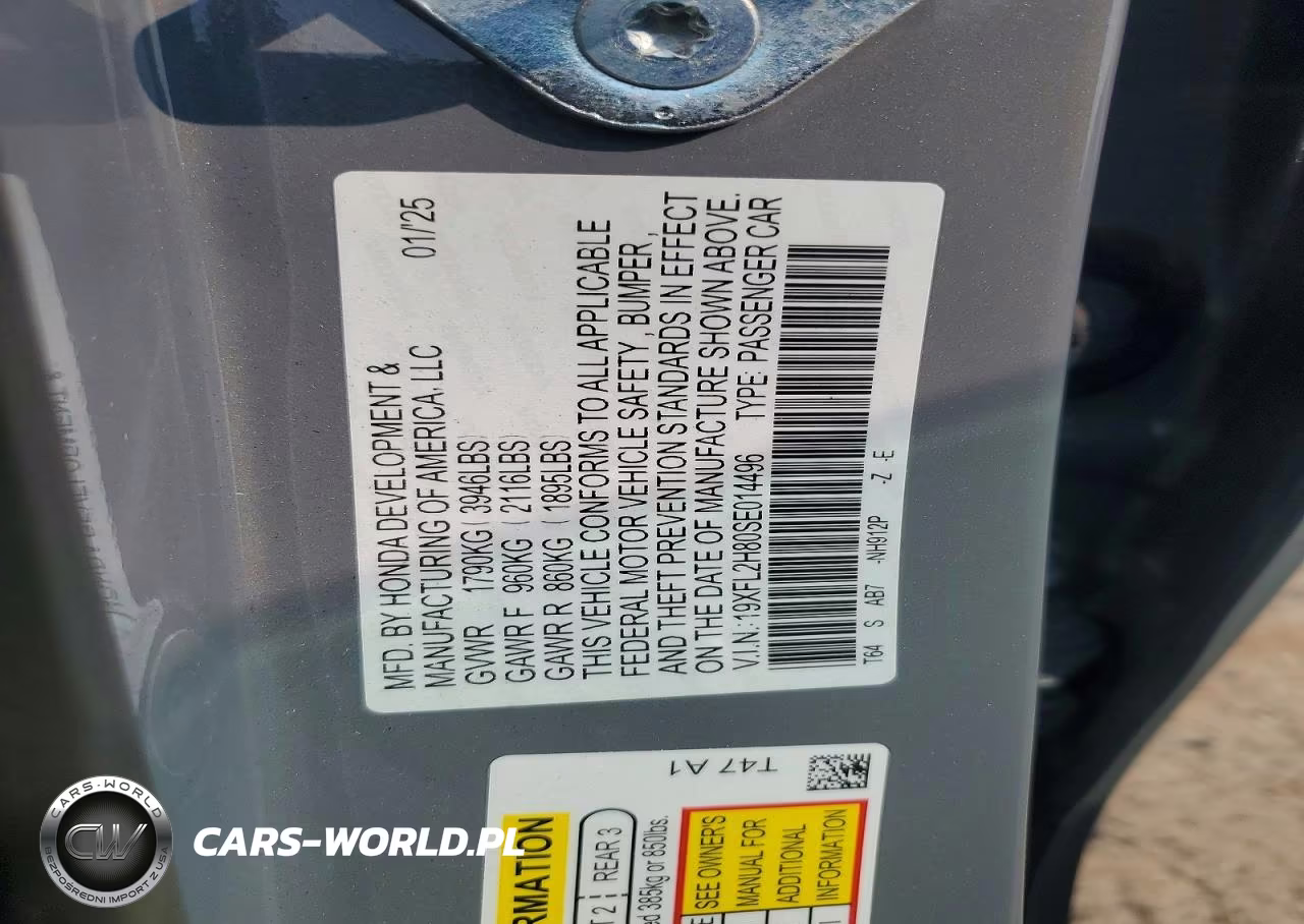 2025 Honda Civic Sport VIN:19XFL2H80SE014496 - 12