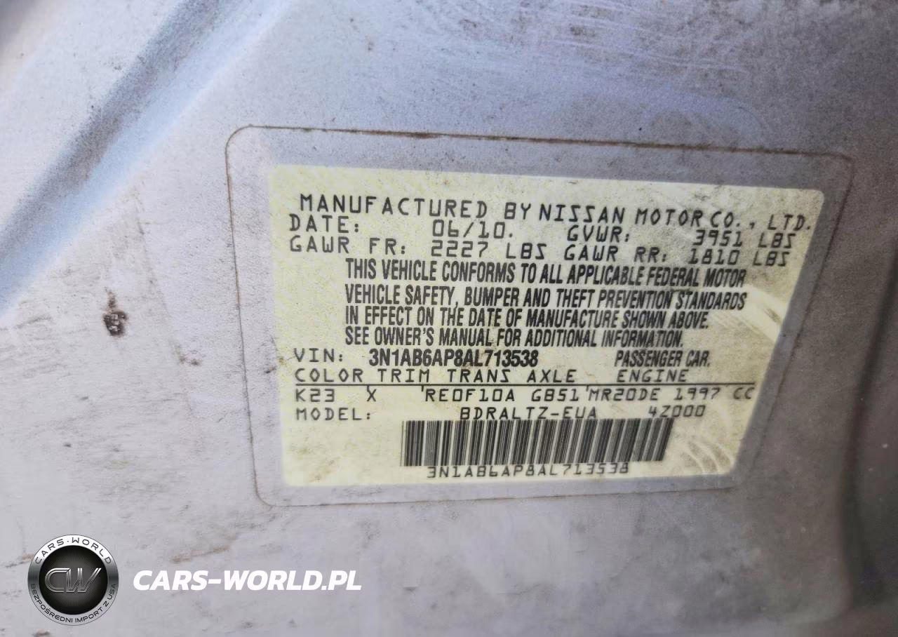 2010 Nissan Sentra 2.0 VIN:3N1AB6AP8AL713538 - 12