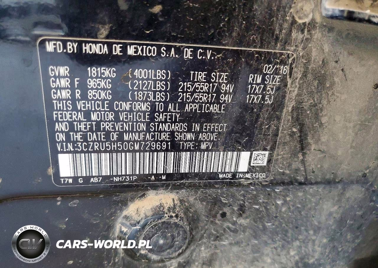 2016 Honda Hr-V Ex VIN:3CZRU5H50GM729691 - 13