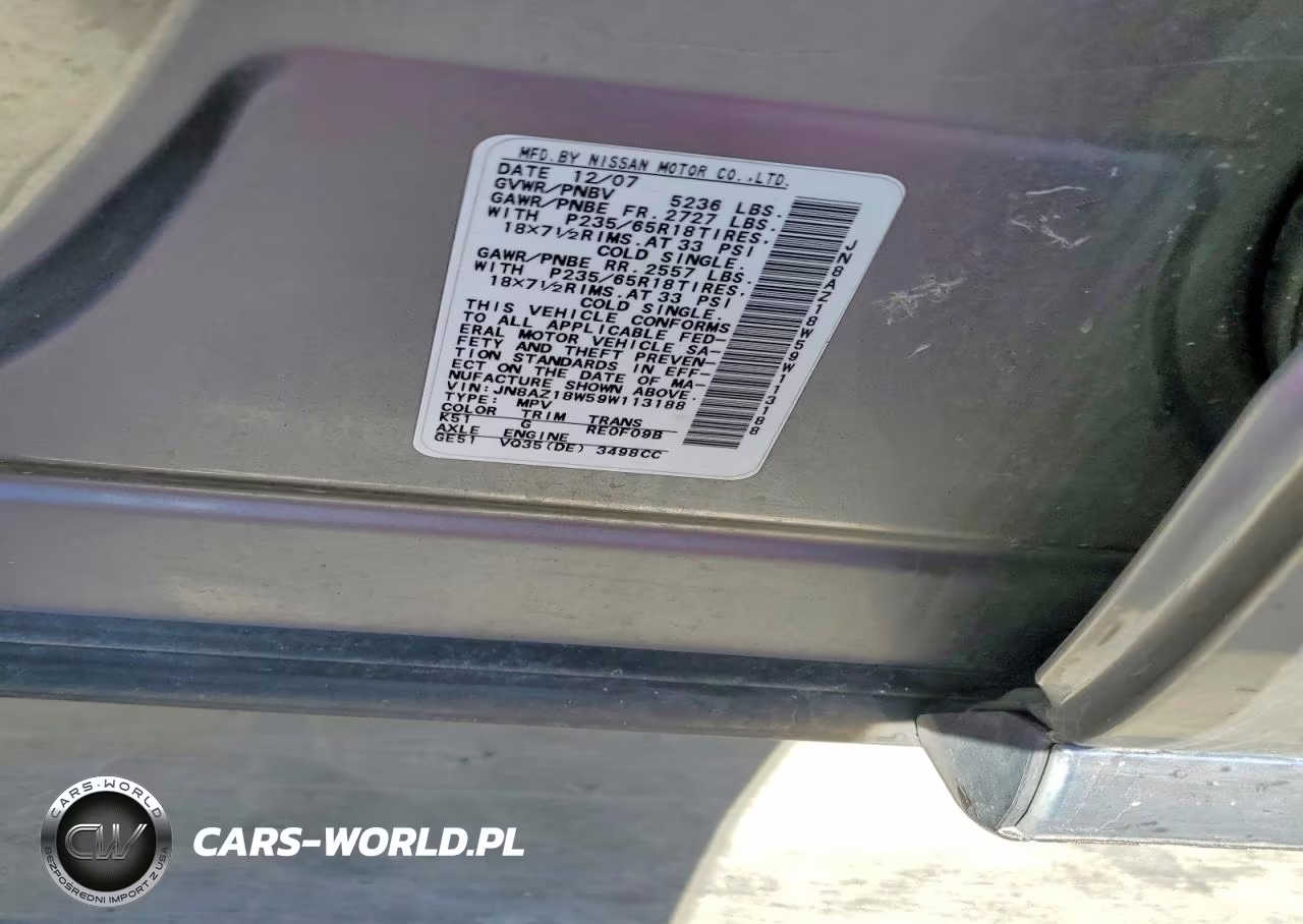 2009 Nissan Murano S VIN:JN8AZ18W59W113188 - 12