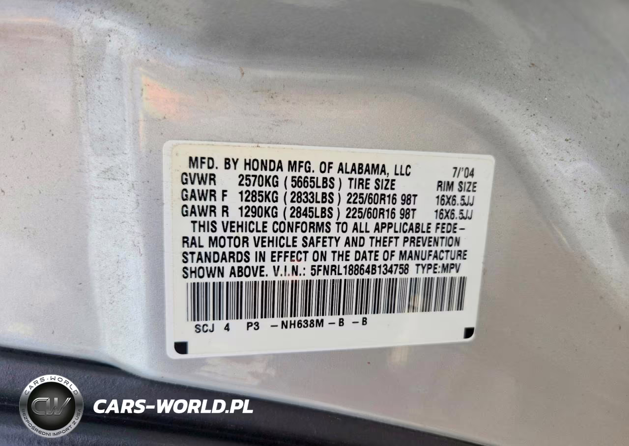 2004 Honda Odyssey Ex VIN:5FNRL18864B134758 - 13