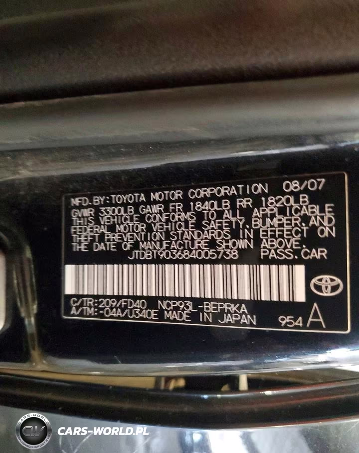 2008 Toyota Yaris Base VIN:JTDBT903684005738 - 12