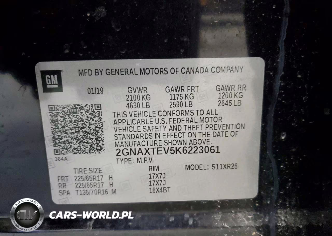 2019 Chevrolet Equinox Lt VIN:2GNAXTEV5K6223061 - 13