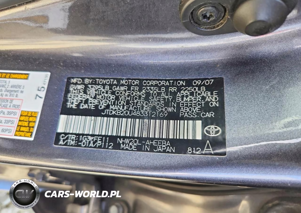 2008 Toyota Prius Base VIN:JTDKB20U483312169 - 12
