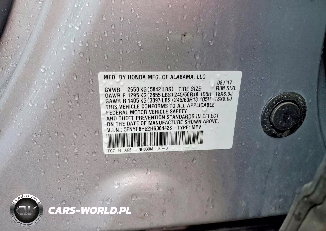 2017 Honda Pilot Exl VIN:5FNYF6H52HB064428 - 13
