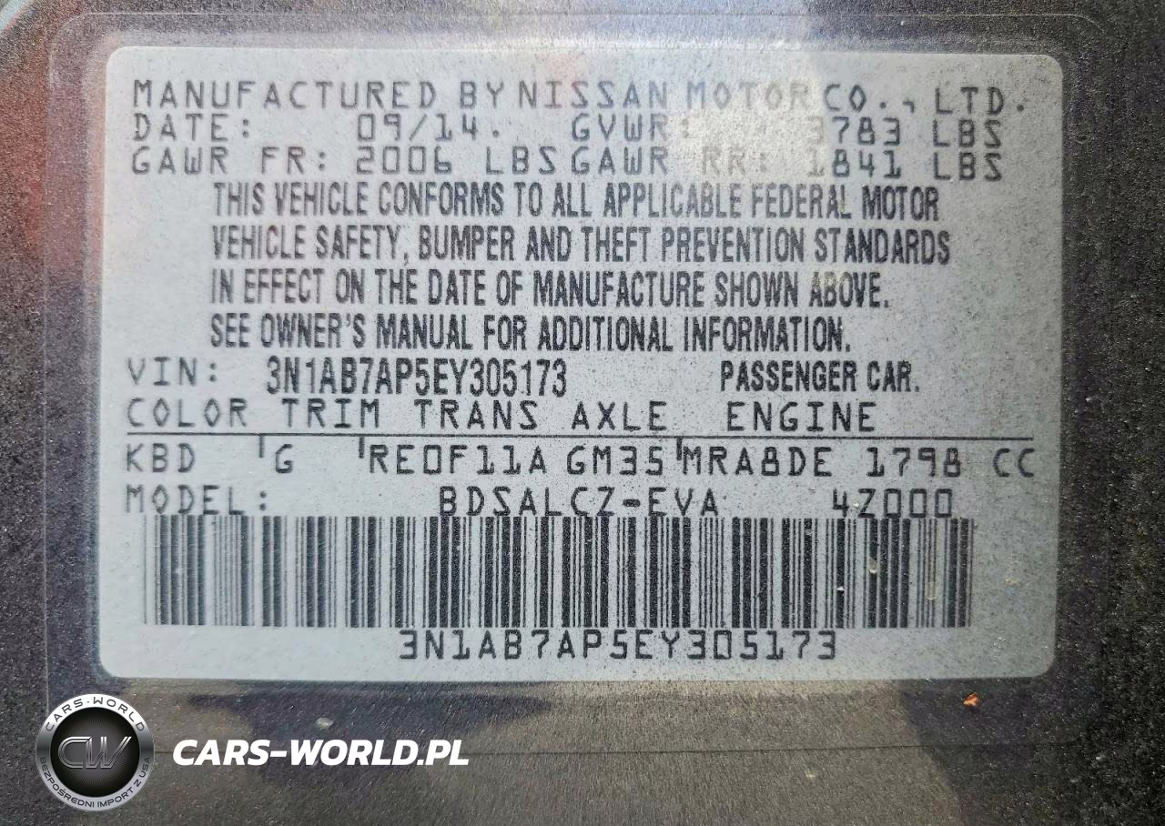 NISSAN SENTRA VIN:3N1AB7AP5EY305173 - 12