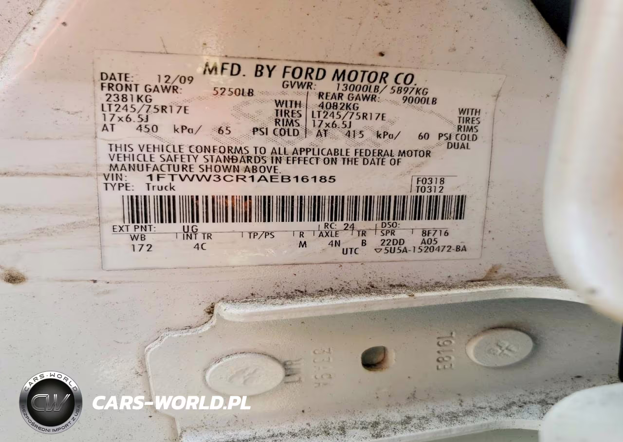 2010 Ford F350 Super Duty VIN:1FTWW3CR1AEB16185 - 12