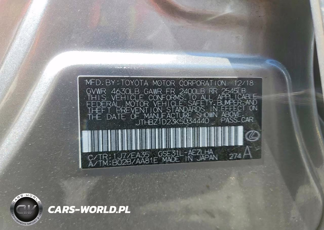 2019 Lexus Is 350 VIN:JTHBZ1D23K5034440 - 12