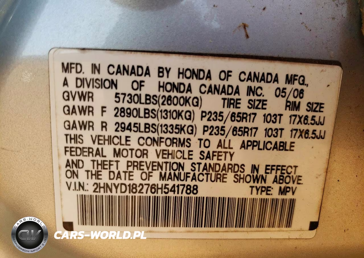 2006 Acura Mdx VIN:2HNYD18276H541788 - 13