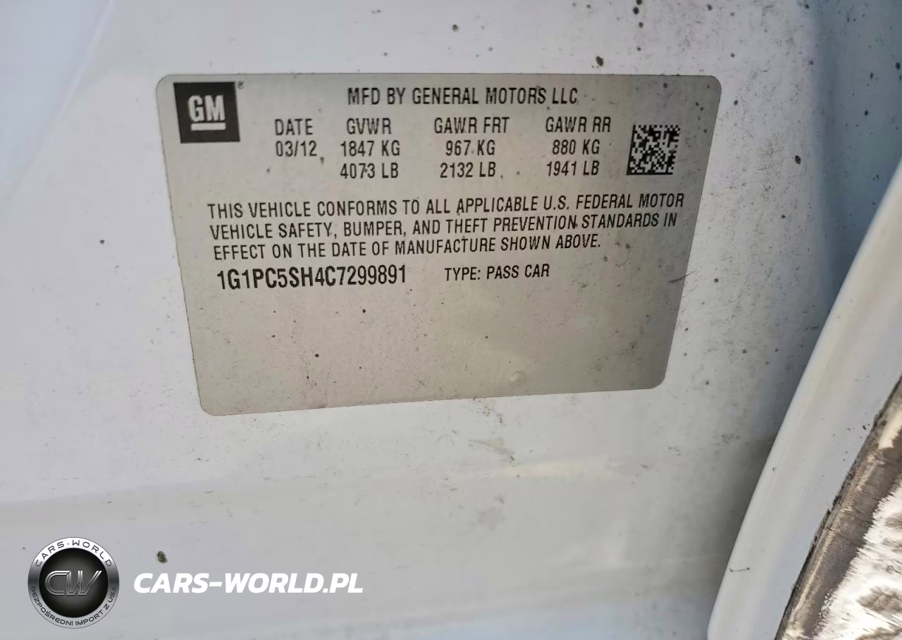 2012 Chevrolet Cruze Ls VIN:1G1PC5SH4C7299891 - 12