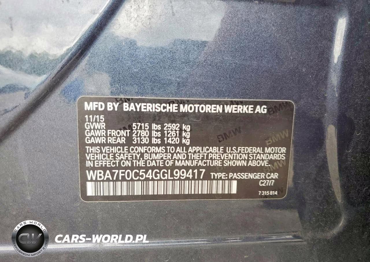 2016 BMW 750 I VIN:WBA7F0C54GGL99417 - 12