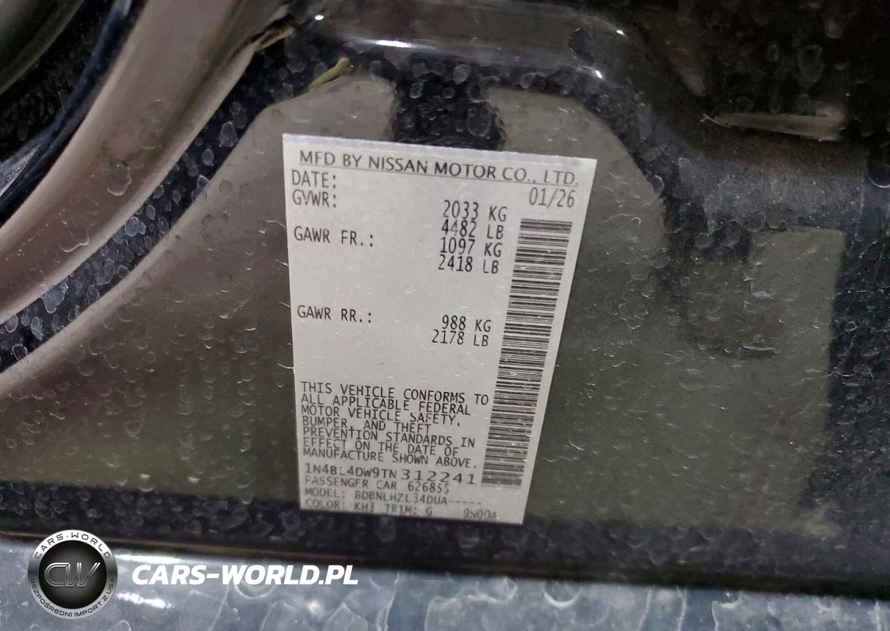 2026 Nissan Altima Sv VIN:1N4BL4DW9TN312241 - 12
