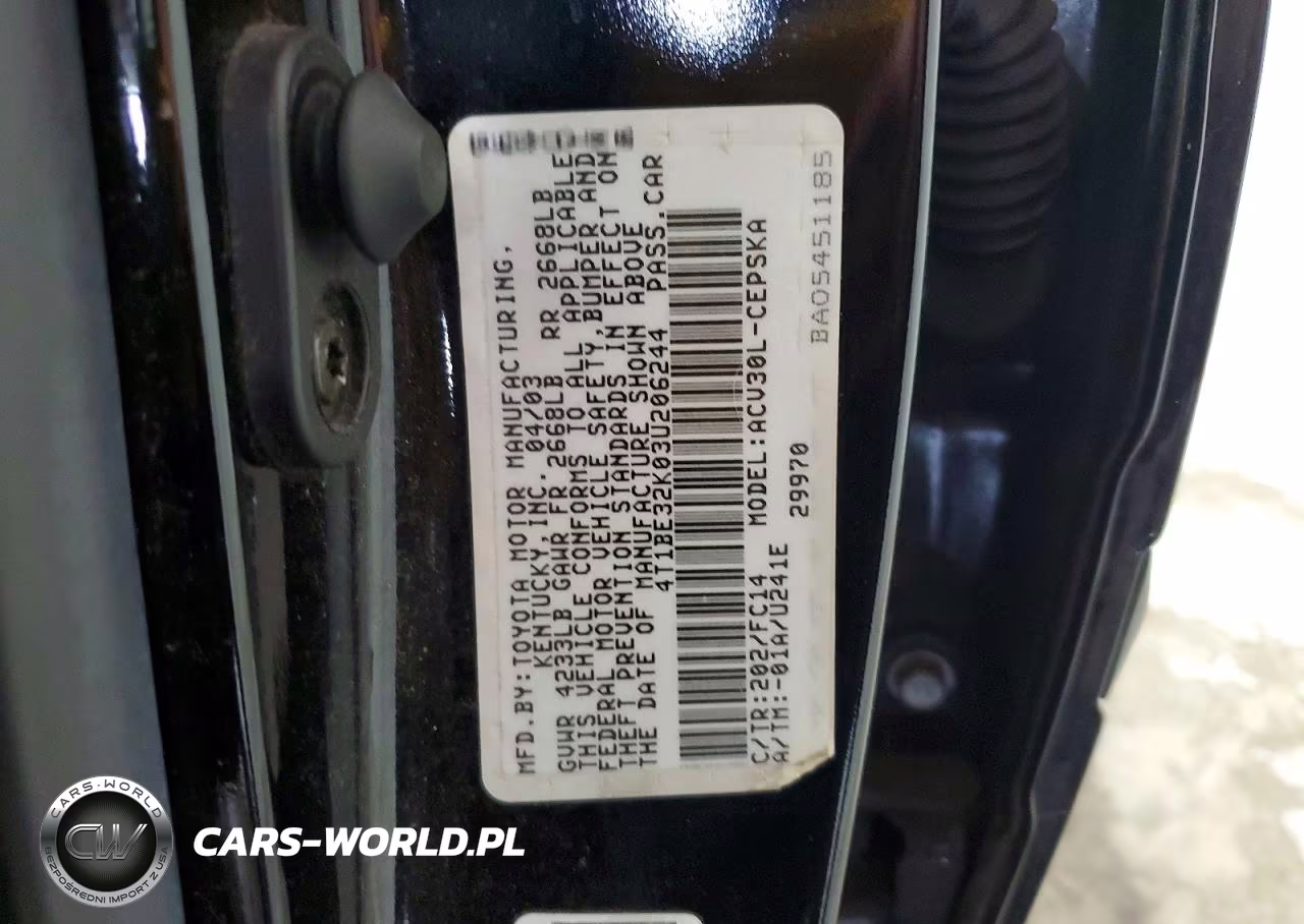 2003 Toyota Camry Se VIN:4T1BE32K03U206244 - 12