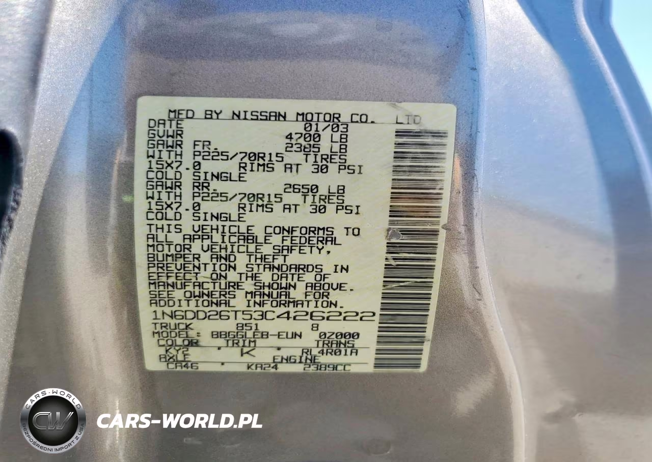 2003 Nissan Frontier VIN:1N6DD26T53C426222 - 12