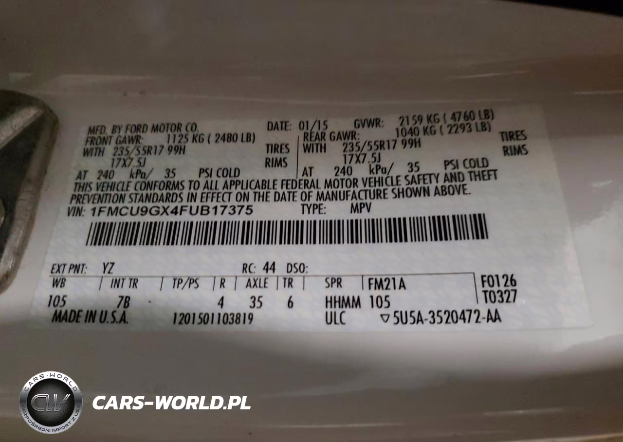 2015 Ford Escape Se VIN:1FMCU9GX4FUB17375 - 13