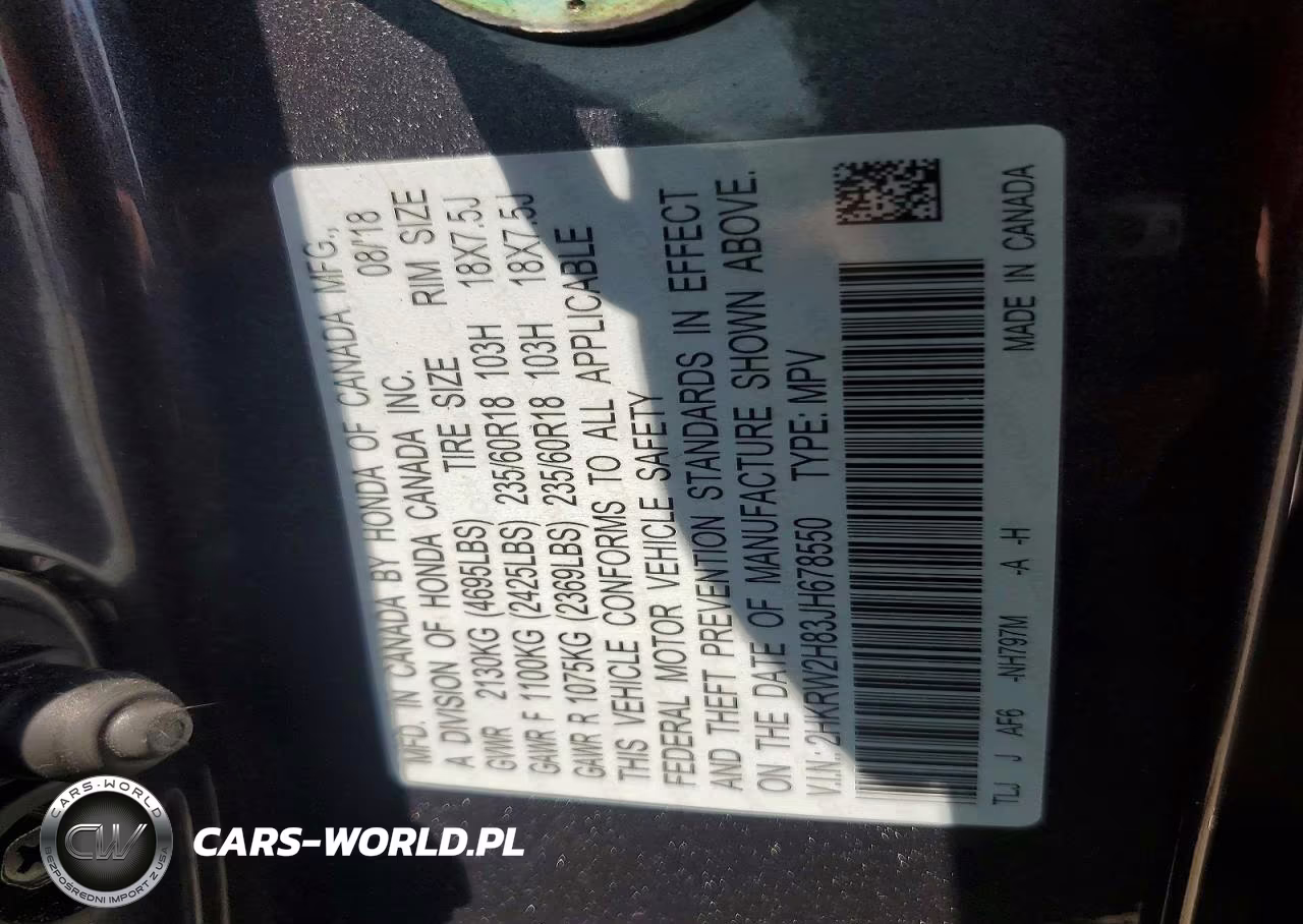 2018 Honda Cr-V Exl VIN:2HKRW2H83JH678550 - 12