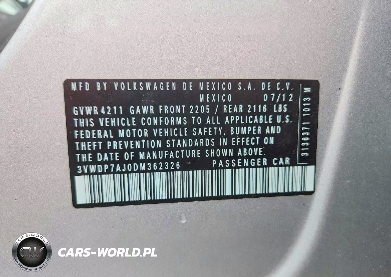 2013 Volkswagen Jetta Se VIN:3VWDP7AJ0DM362326 - 13