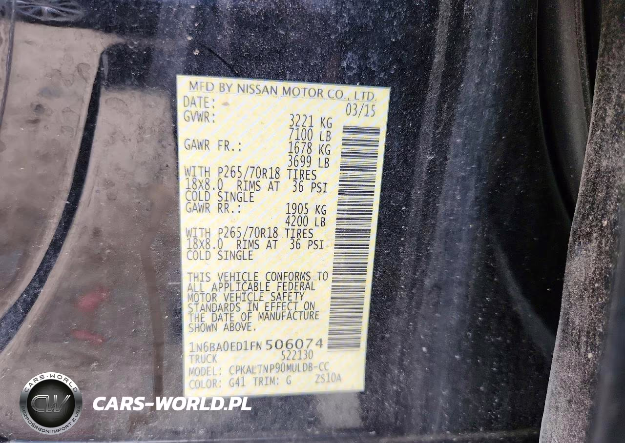 2015 Nissan Titan Sv VIN:1N6BA0ED1FN506074 - 12