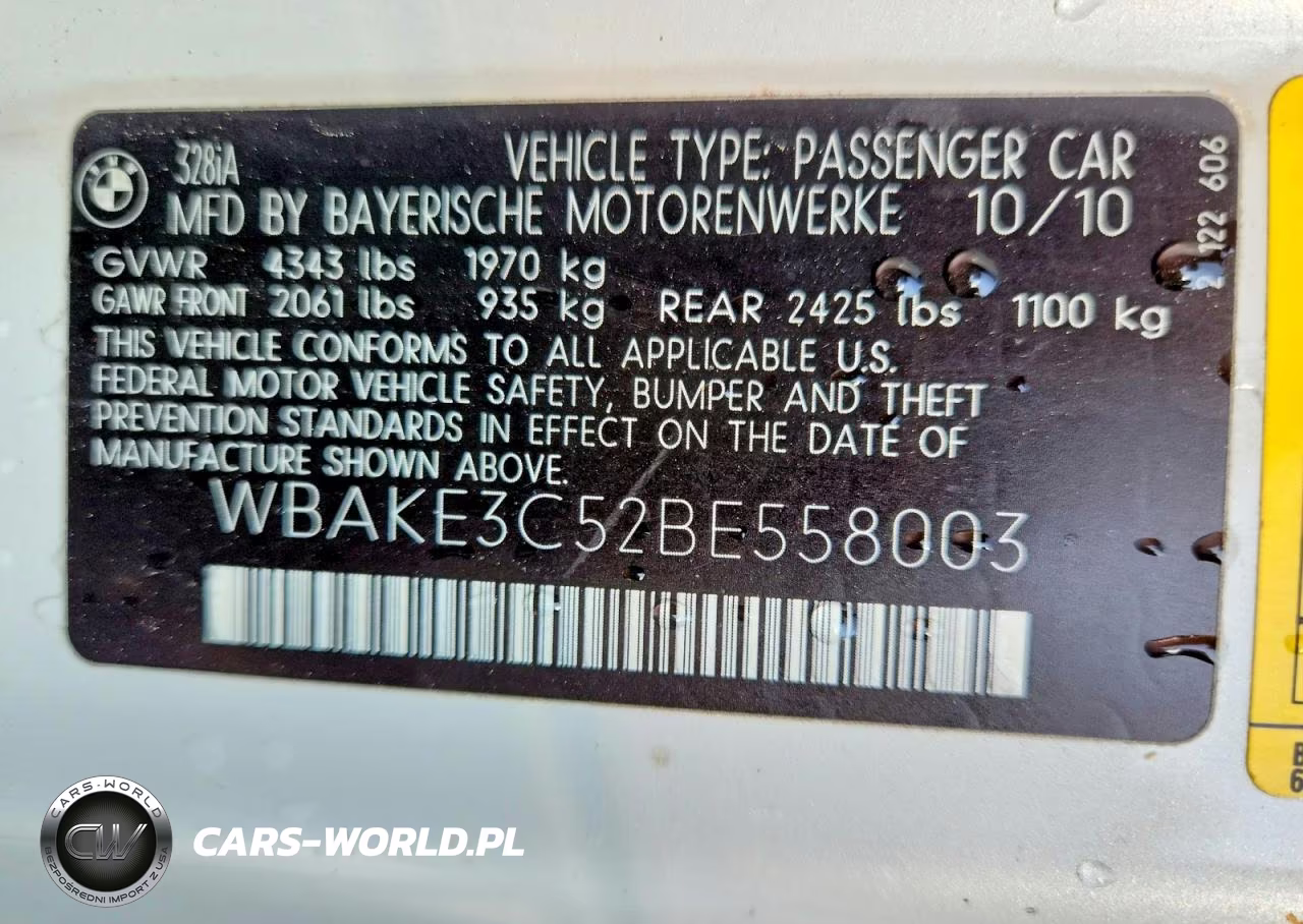 2011 BMW 328 I VIN:WBAKE3C52BE558003 - 12
