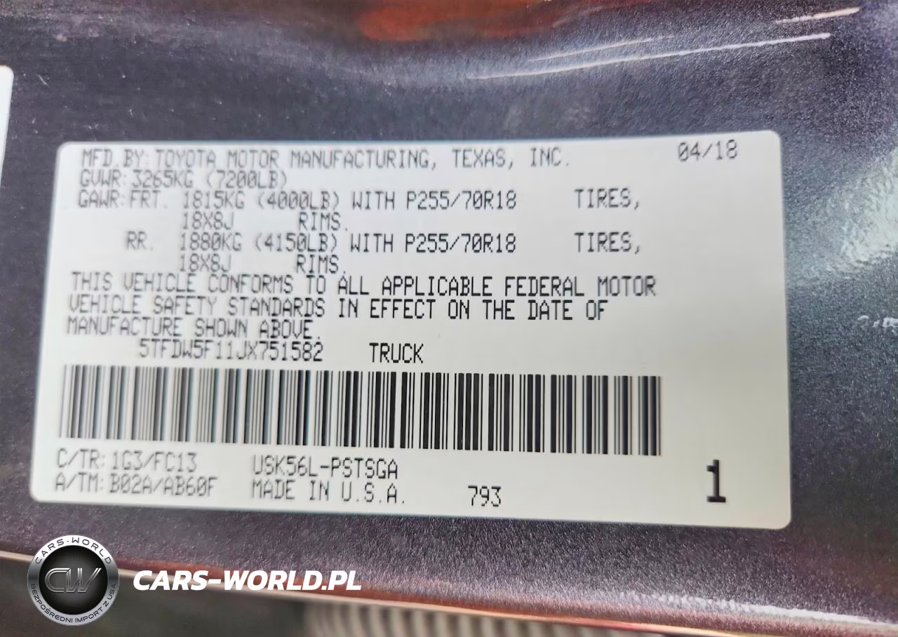 2018 Toyota Tundra Crewmax Sr5 VIN:5TFDW5F11JX751582 - 12
