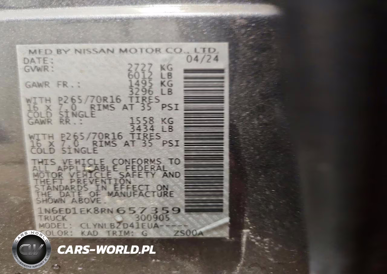 2024 Nissan Frontier Sv VIN:1N6ED1EK8RN657359 - 12