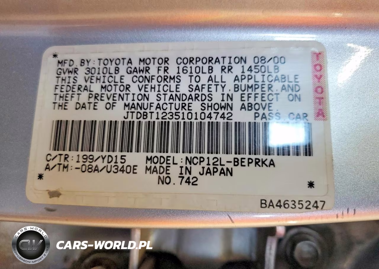 2001 Toyota Echo Base VIN:JTDBT123510104742 - 12