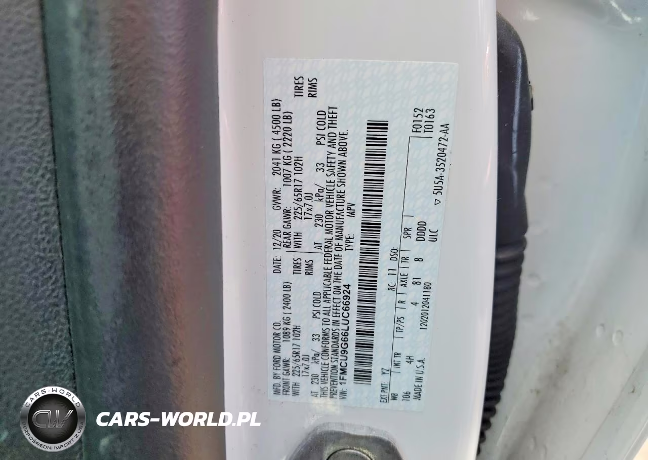 2020 Ford Escape Se VIN:1FMCU9G66LUC66924 - 13