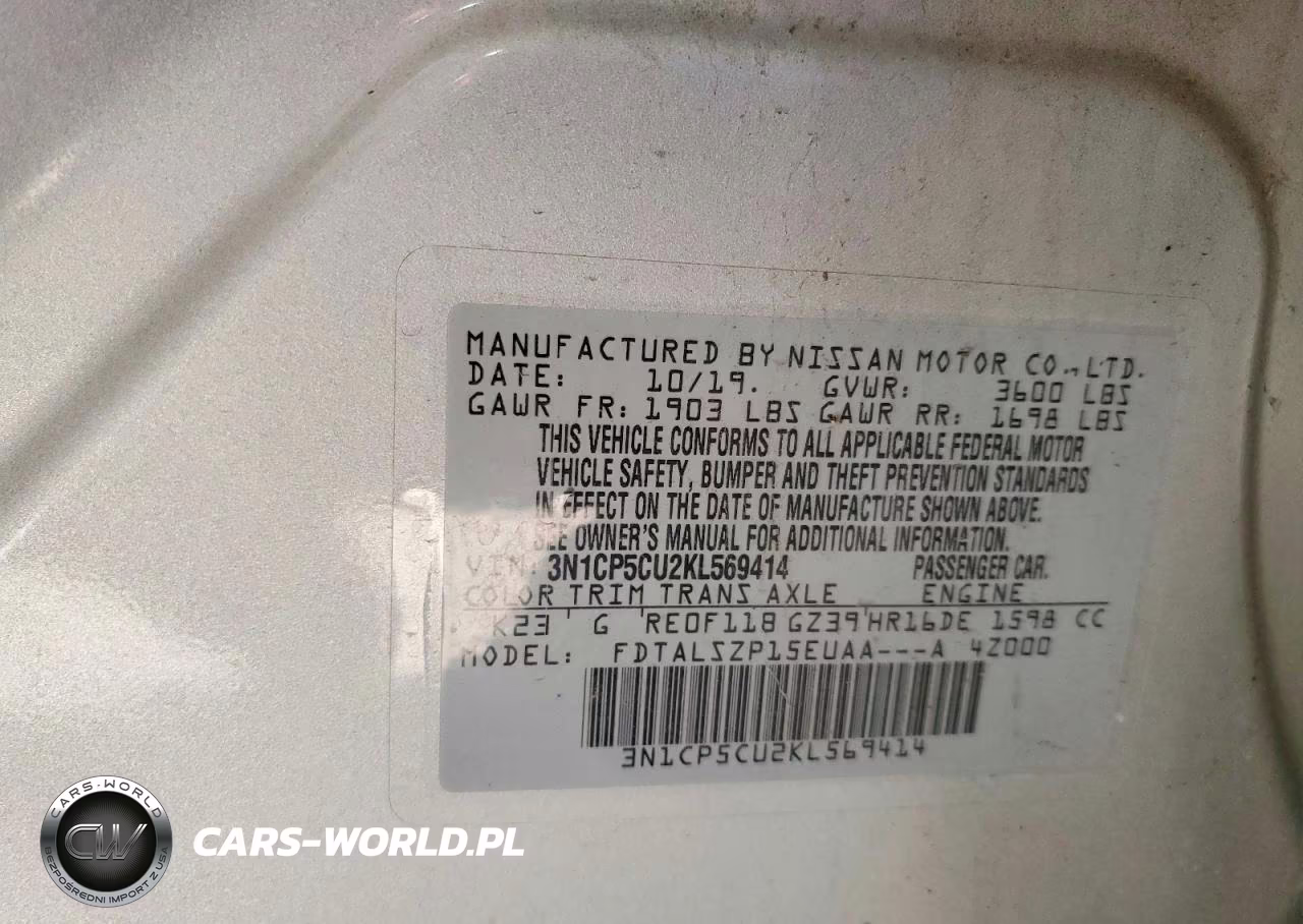 2019 Nissan Kicks Sv VIN:3N1CP5CU2KL569414 - 12