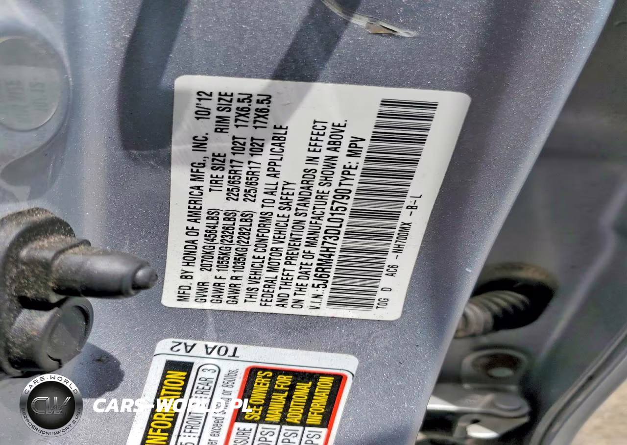 2013 Honda Cr-V Exl VIN:5J6RM4H73DL015790 - 12