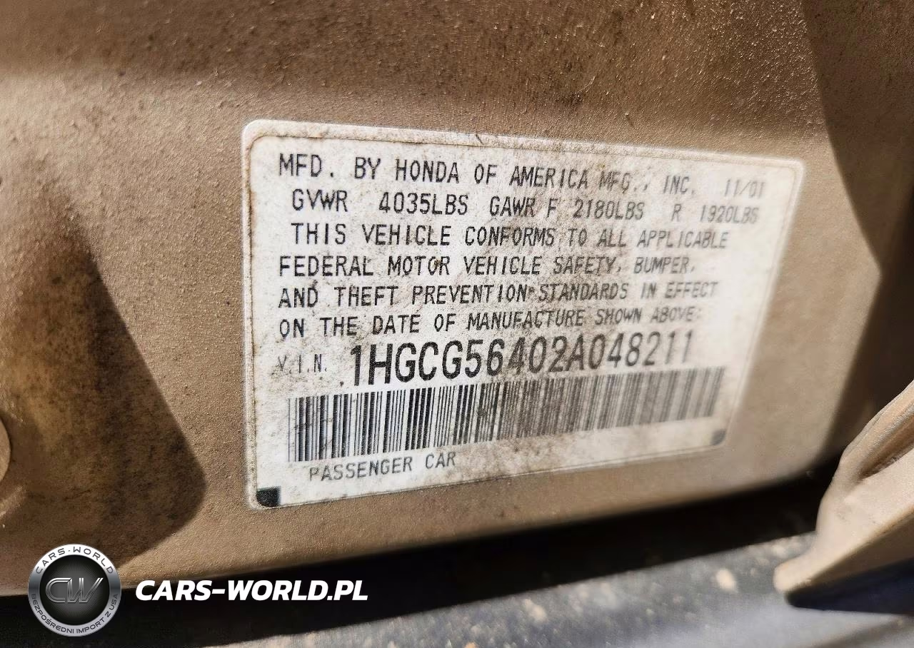 2002 Honda Accord Lx VIN:1HGCG56402A048211 - 13