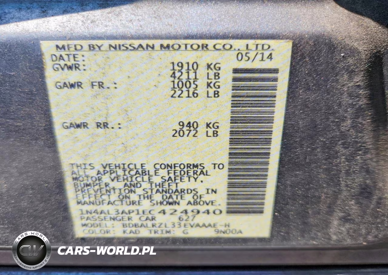 2014 Nissan Altima 2.5 S VIN:1N4AL3AP1EC424940 - 12