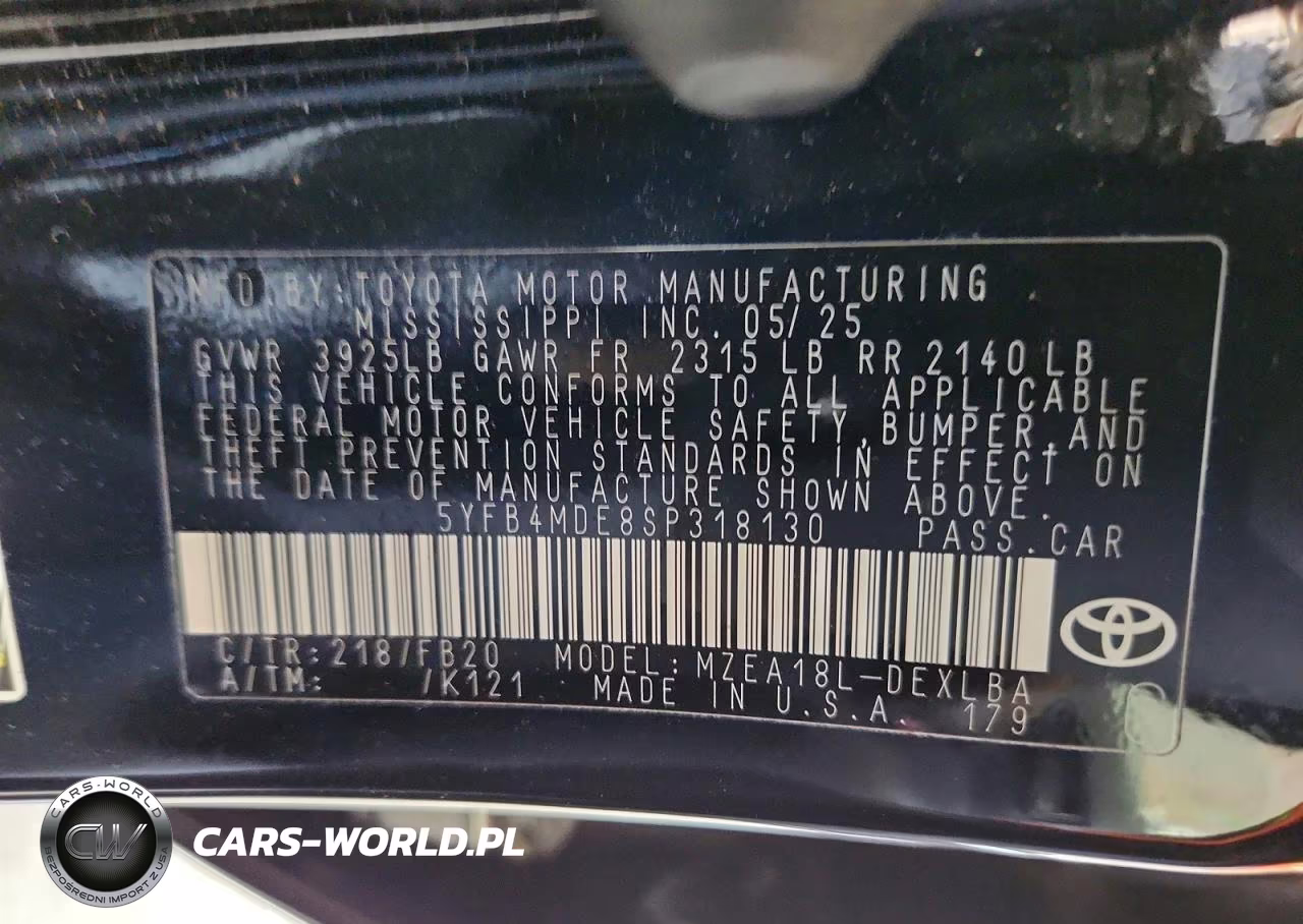 2025 Toyota Corolla Le VIN:5YFB4MDE8SP318130 - 12