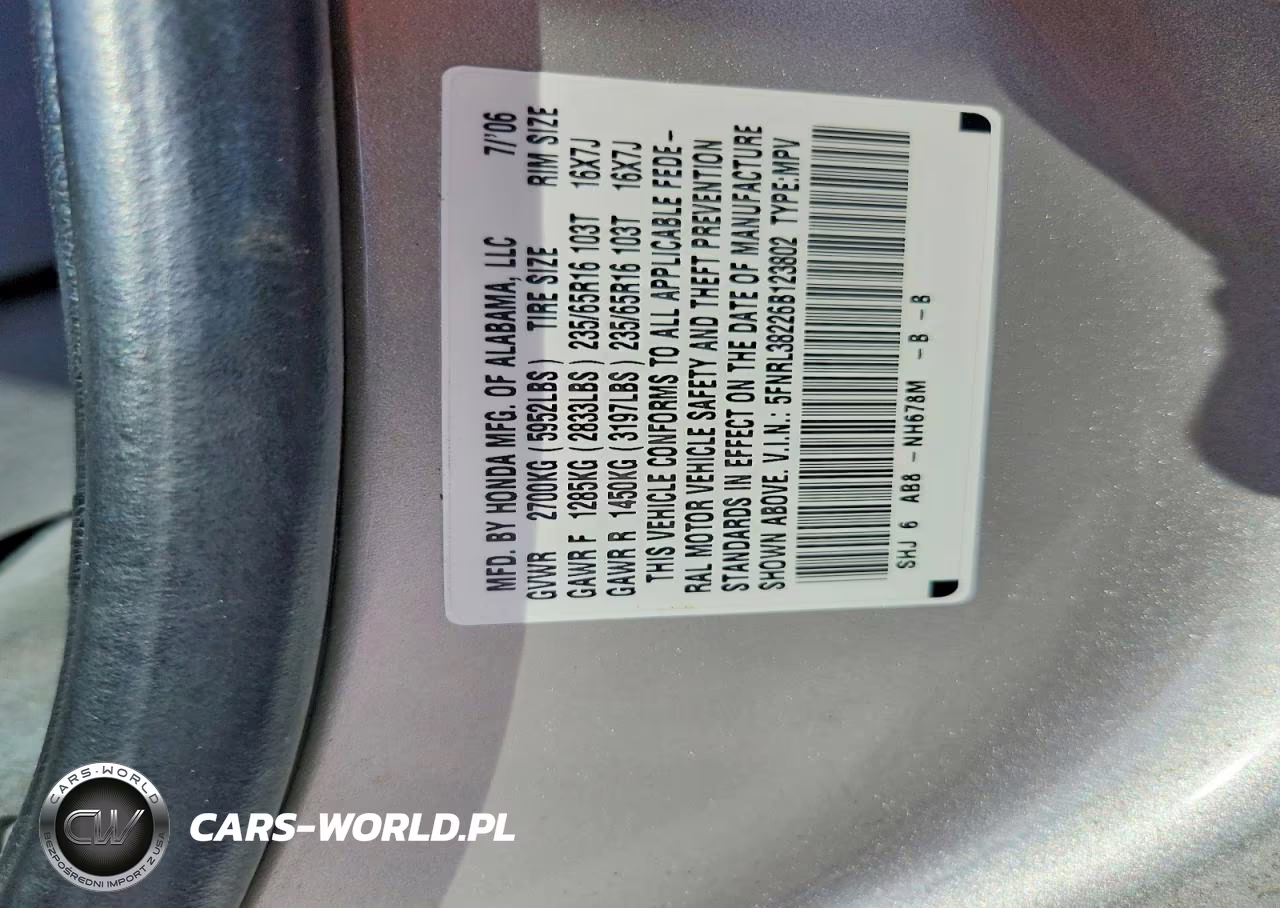 2006 Honda Odyssey Lx VIN:5FNRL38226B123802 - 13