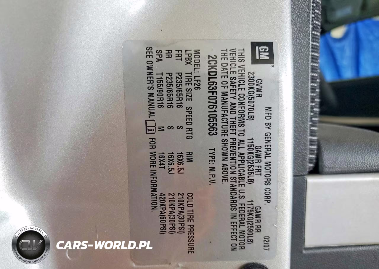 2007 Pontiac Torrent VIN:2CKDL63F076105563 - 13