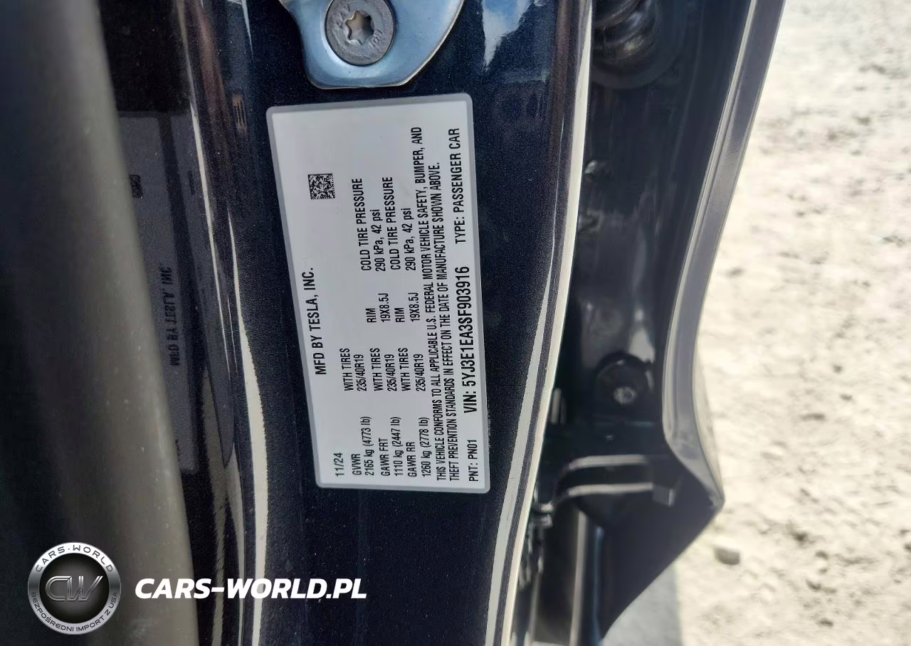 2025 Tesla Model 3 VIN:5YJ3E1EA3SF903916 - 12