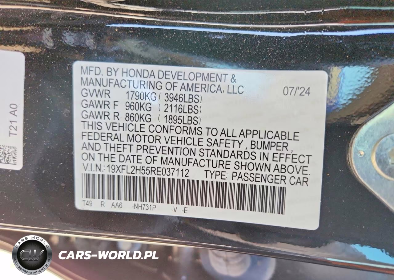 2024 Honda Civic Lx VIN:19XFL2H55RE037112 - 12