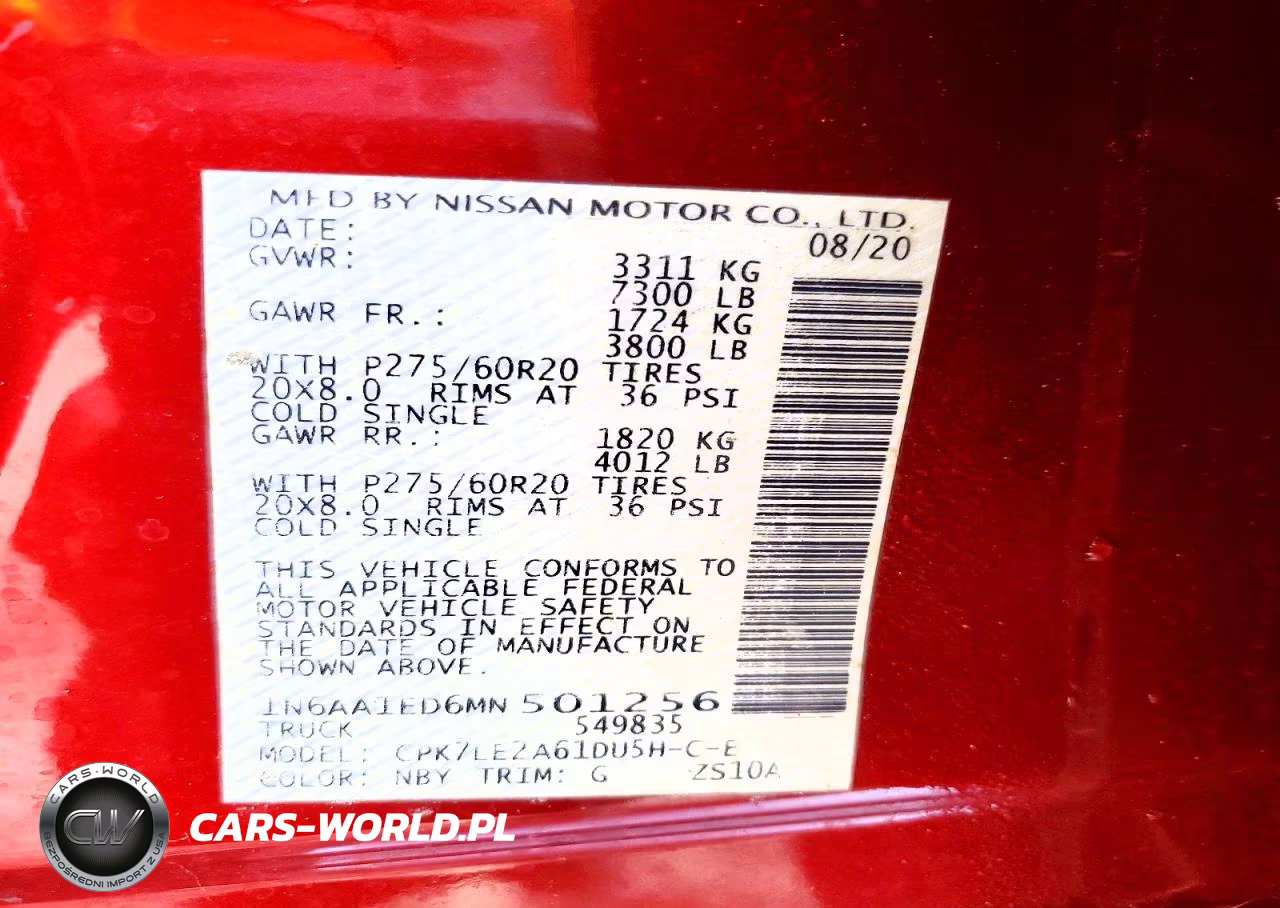 2021 Nissan Titan Sv VIN:1N6AA1ED6MN501256 - 12