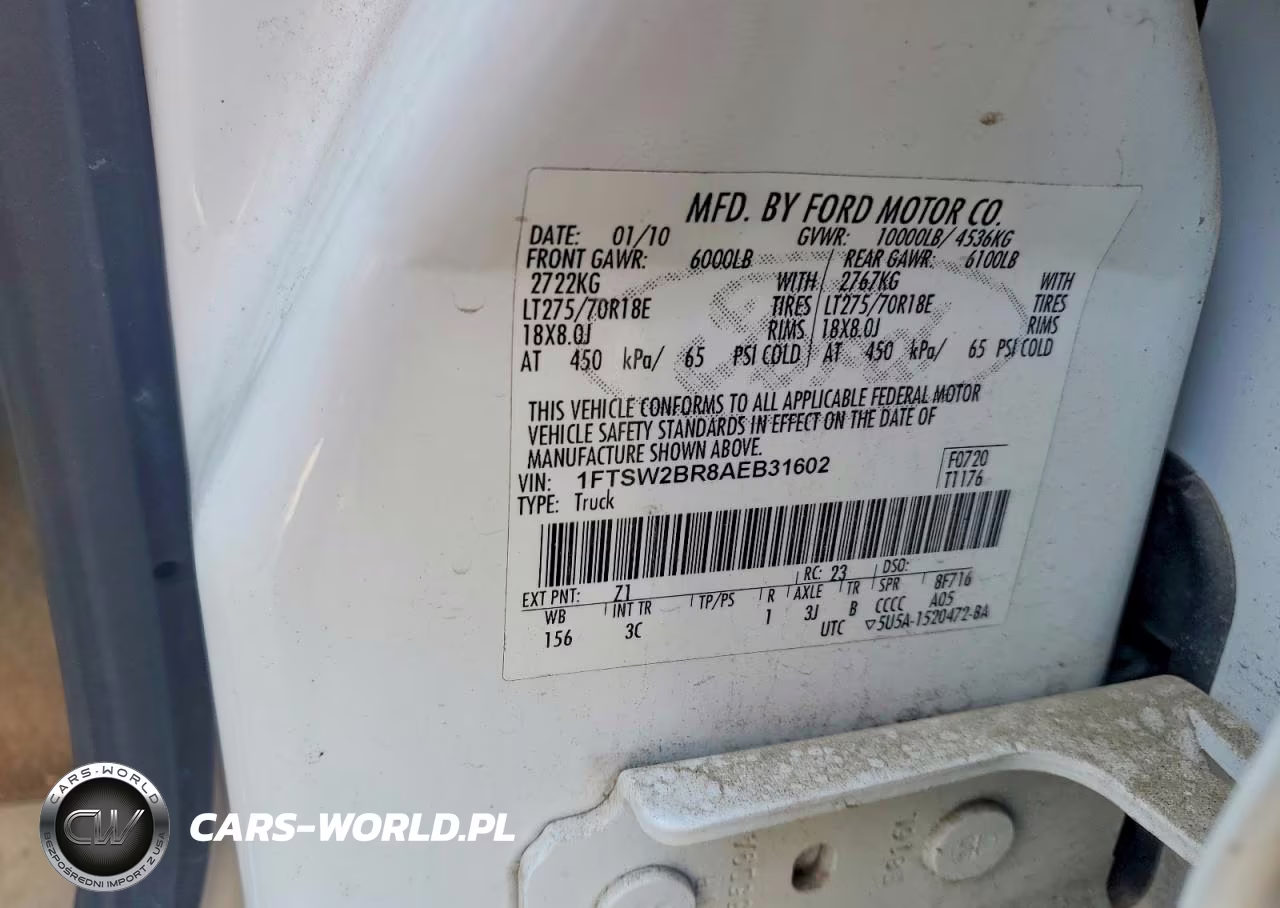 2010 Ford F250 Super Duty VIN:1FTSW2BR8AEB31602 - 12