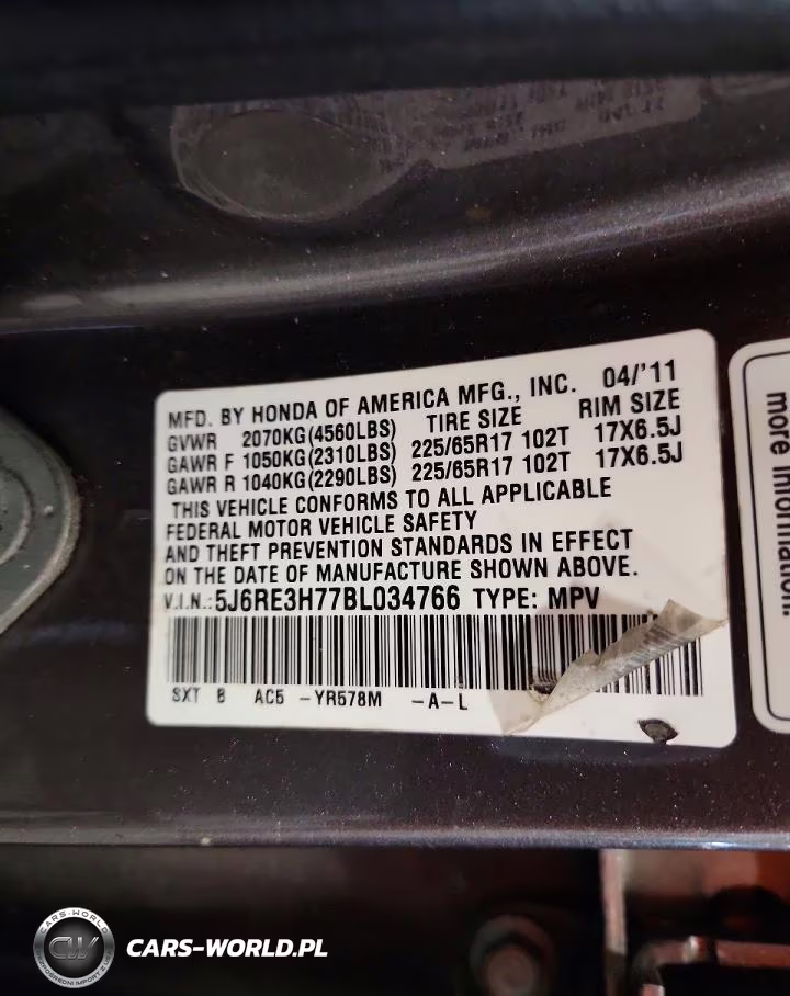 2011 Honda Cr-V Exl VIN:5J6RE3H77BL034766 - 13