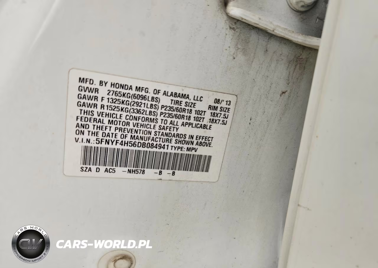 2013 Honda Pilot Exl VIN:5FNYF4H56DB084941 - 13