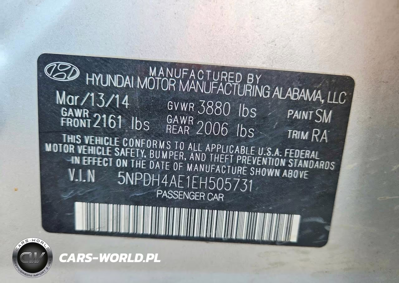 2014 Hyundai Elantra Se VIN:5NPDH4AE1EH505731 - 12
