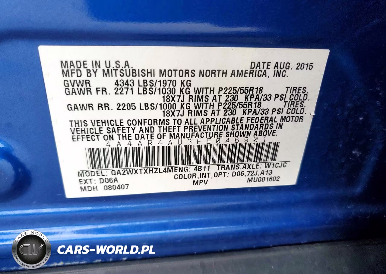 2015 Mitsubishi Outlander Sport Se VIN:4A4AR4AU3FE046901 - 13