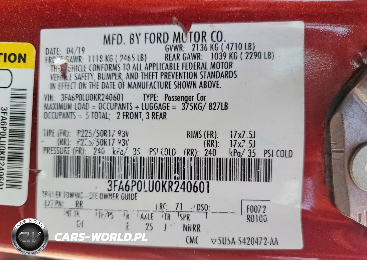 2019 Ford Fusion Se VIN:3FA6P0LU0KR240601 - 12