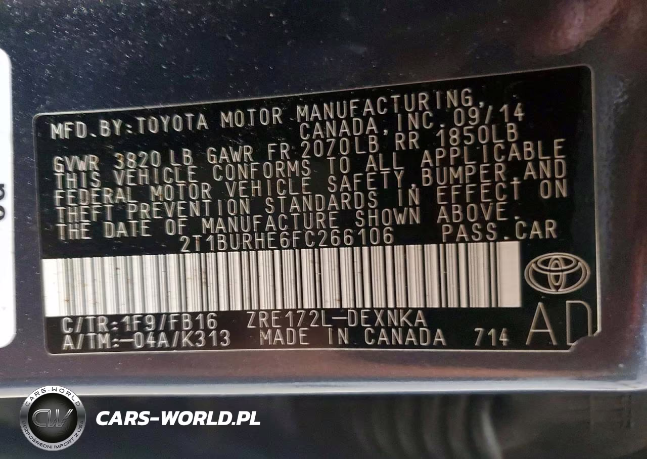 2015 Toyota Corolla Le VIN:2T1BURHE6FC266106 - 12