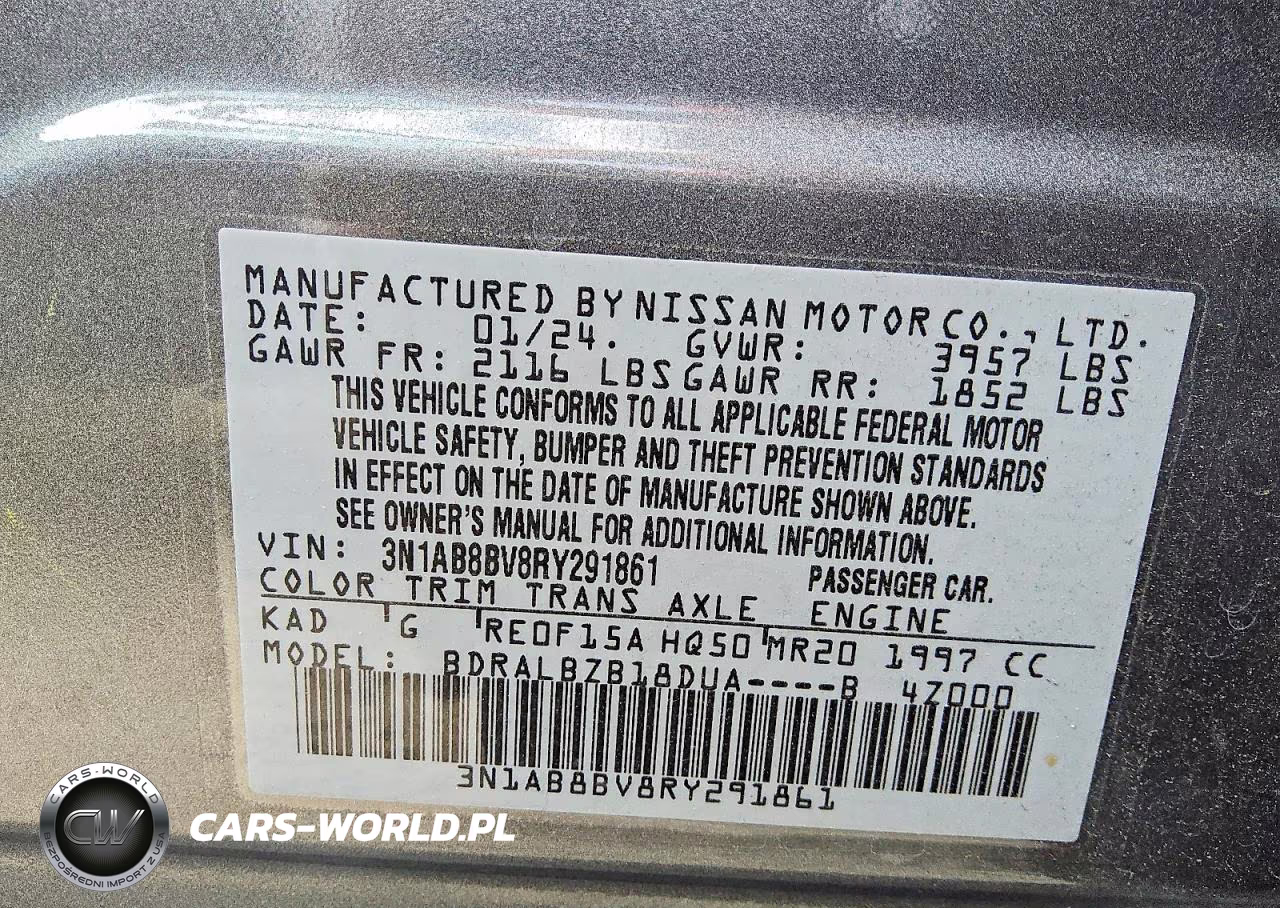 2024 Nissan Sentra S VIN:3N1AB8BV8RY291861 - 12