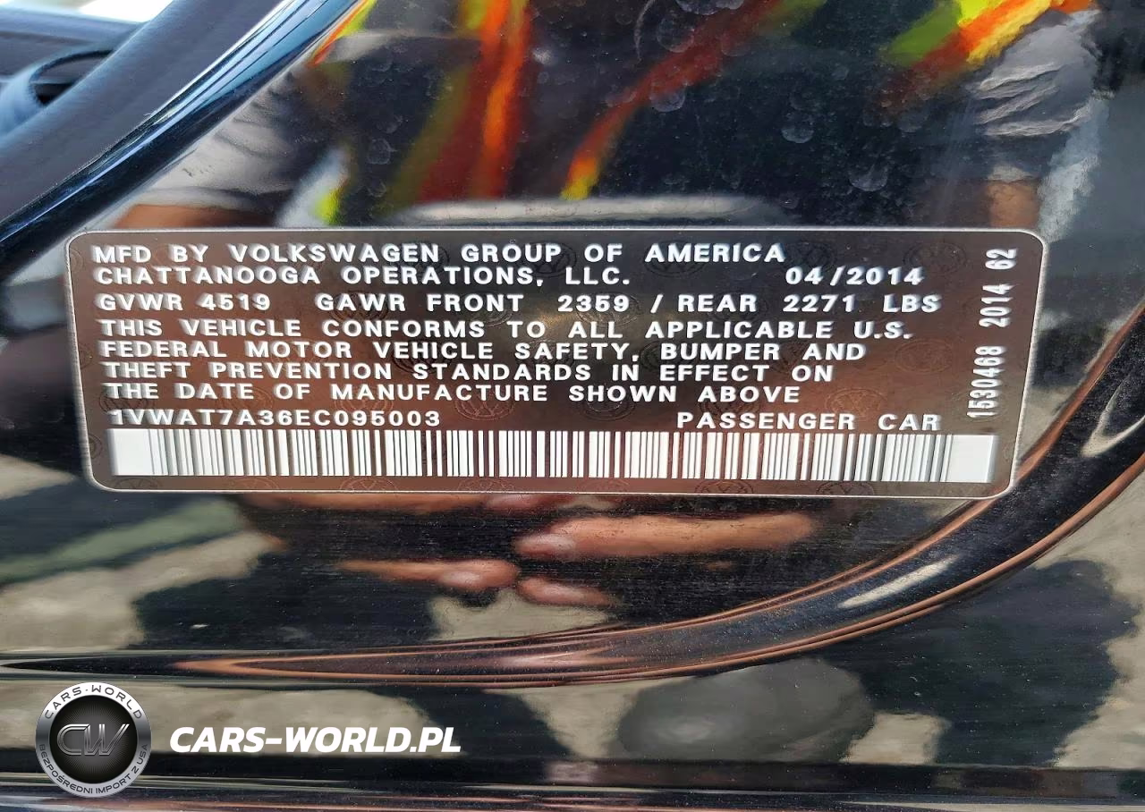 2014 Volkswagen Passat S VIN:1VWAT7A36EC095003 - 12