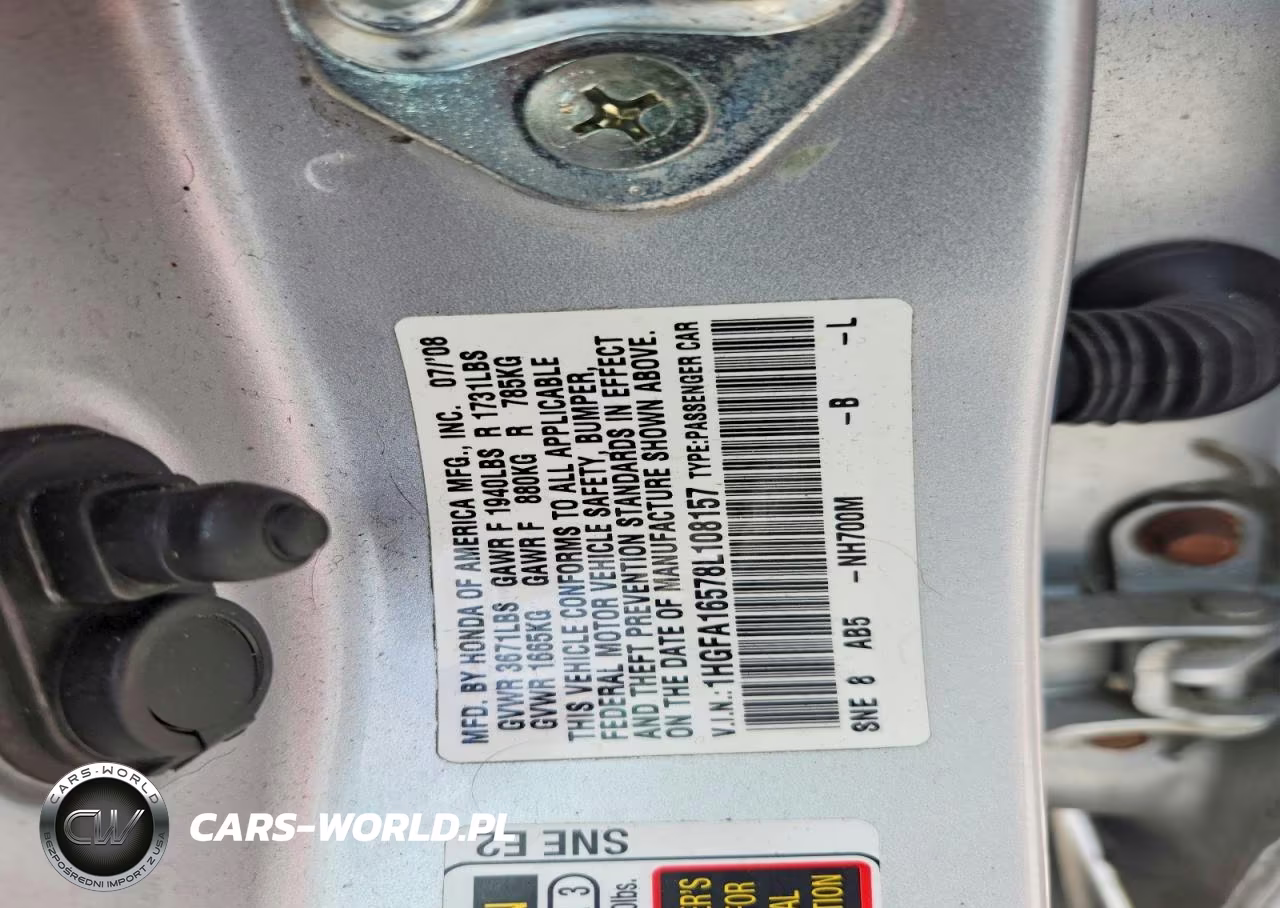 2008 Honda Civic Lx VIN:1HGFA16578L108157 - 12