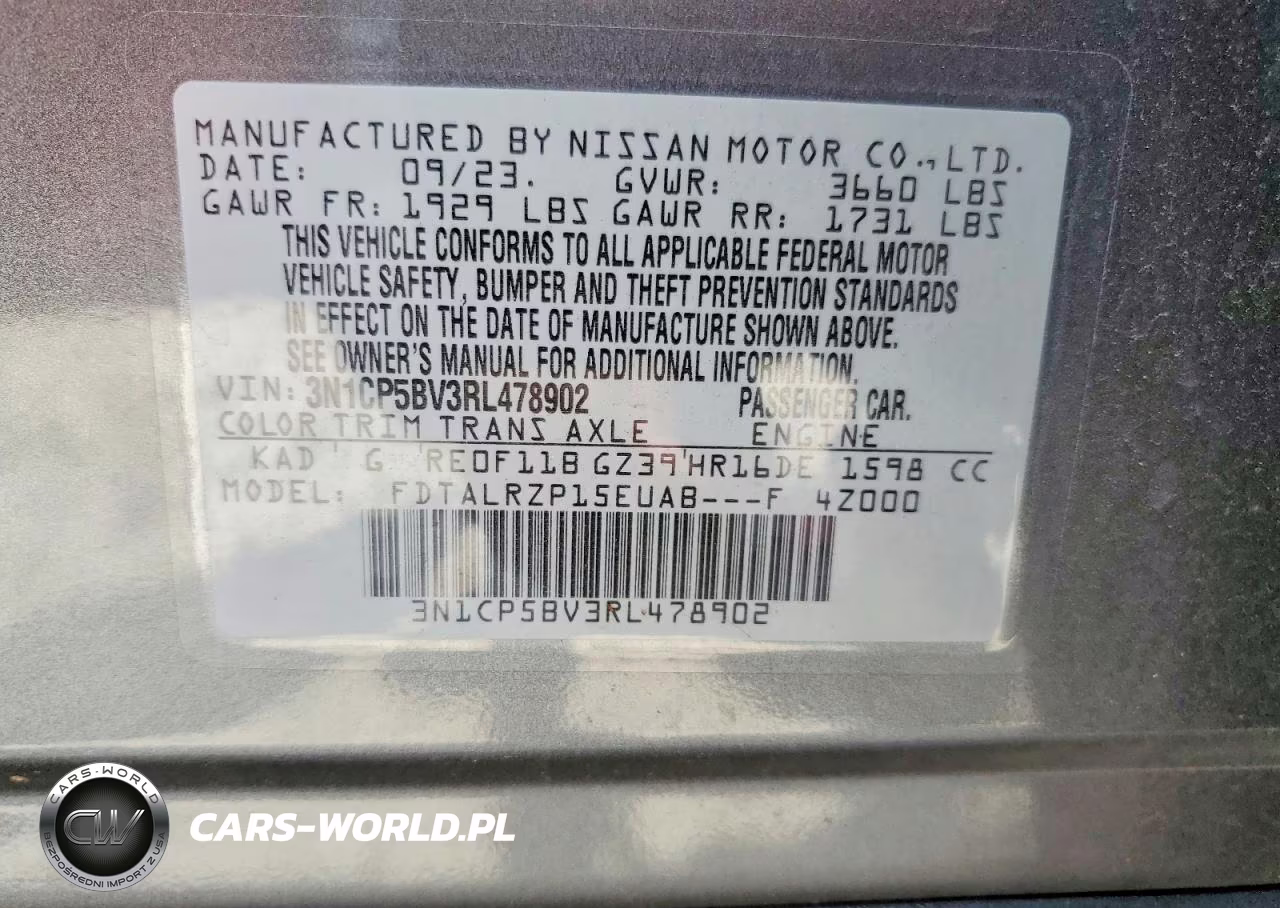 2024 Nissan Kicks S VIN:3N1CP5BV3RL478902 - 13