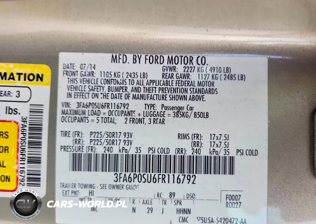 2015 Ford Fusion Titanium Phev VIN:3FA6P0SU6FR116792 - 12